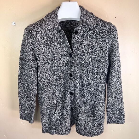 Belford Womens Marled Gray Black‎ Silk Wool Blend Cardigan Coat Size Medium - Picture 1 of 5